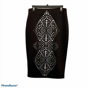 💖Bisou Bisou Black Pencil Skirt w/Cutouts SZ Med